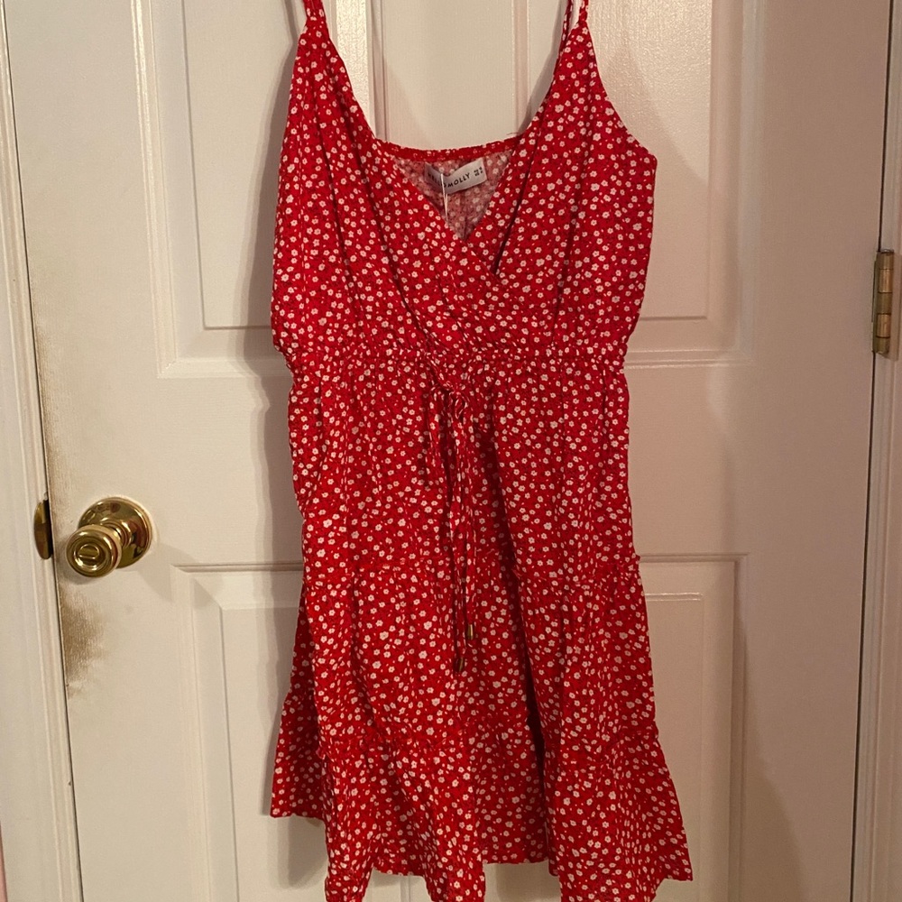 Red spaghetti strap dress